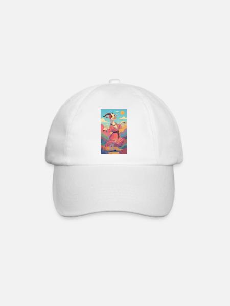 Bunte Lamas Tanz in Pastelllandschaft - Baseballkappe - Weiß/Weiß