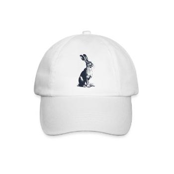 Vintage Hase | Detailreiche Gravur Waldtier Motiv - Baseballkappe - Weiß/Weiß - Vorne