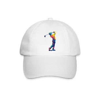 Golfer im Schwung - Baseballkappe - Weiß/Weiß - Vorne