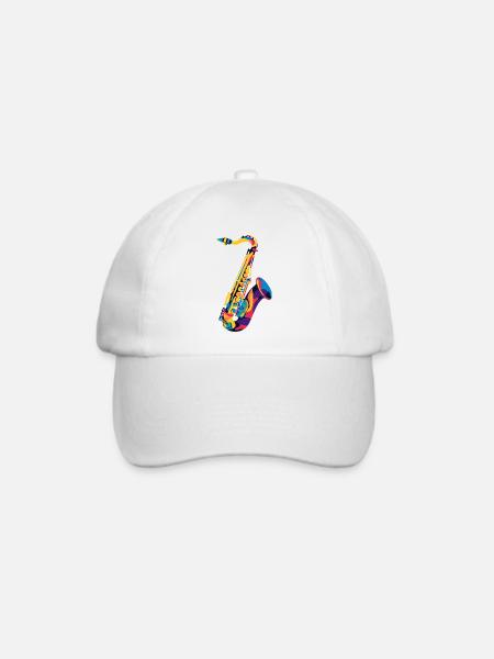 FarbSaxophon Kunstprint - Baseballkappe - Weiß/Weiß