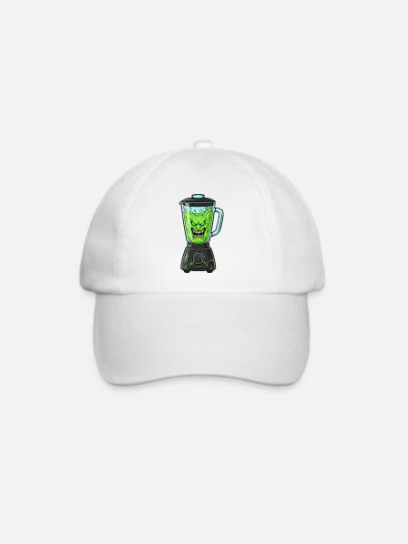 Grüner Slime-Blender mit Monstergesicht - Baseballkappe - Weiß/Weiß
