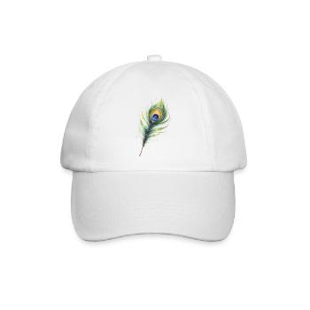 Pfauenfeder Illustration Farbverlauf Elegant - Baseballkappe - Weiß/Weiß - Vorne