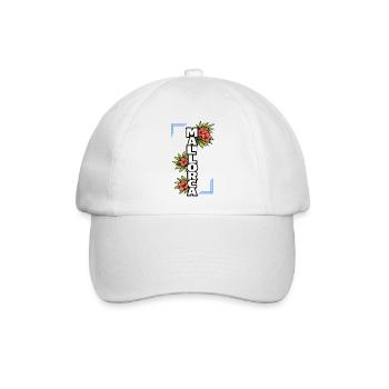 Mallorca Schriftzug mit Blumen und Sommerfeeling - Baseballkappe - Weiß/Weiß - Vorne