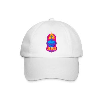 Sacred Heart Jesus Neon - Baseballkappe - Weiß/Weiß - Vorne