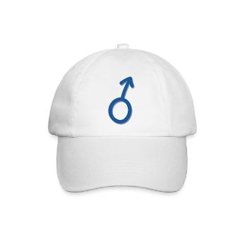 Minimalistisches Blaues Mars-Symbol - Baseballkappe - Weiß/Weiß - Vorne