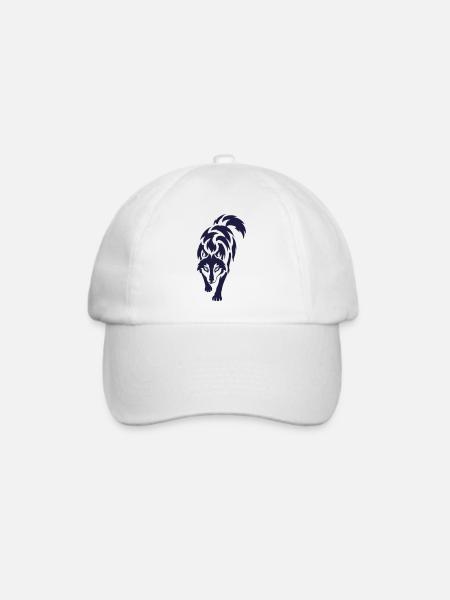 Nachtwolf Silhouette Print - Baseballkappe - Weiß/Weiß