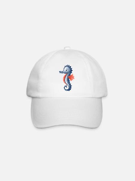 Wasserfarbenes Seepferdchen Cartoon - Baseballkappe - Weiß/Weiß