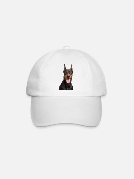 Dobermann-Hundeporträt - Baseballkappe - Weiß/Weiß