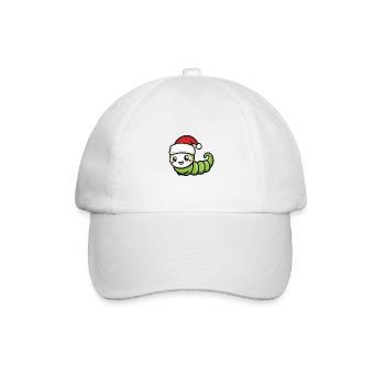 Wurm Weihnachten Niedlich - Baseballkappe - Weiß/Weiß - Vorne