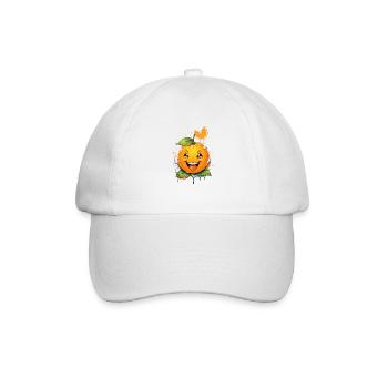 "Juicy Joy" Strahlendes Orangenmotiv - Baseballkappe - Weiß/Weiß - Vorne