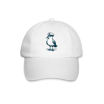 MÖWE KAPITÄN MÜTZE MEER WELLEN MARITIM BLAU ANKER - Baseballkappe - Weiß/Weiß - Vorne