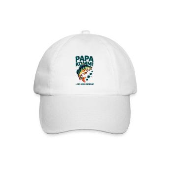 Papa komm wir gehen angeln! Angeln mit Papa - Baseballkappe - Weiß/Weiß - Vorne