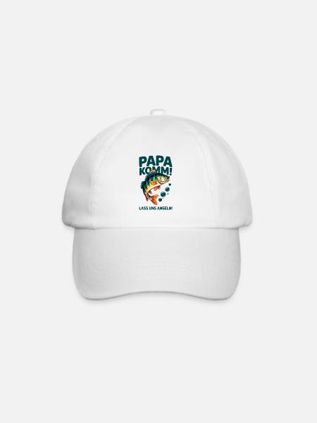 Papa komm wir gehen angeln! Angeln mit Papa - Baseballkappe - Weiß/Weiß