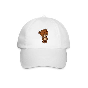Teddy Bär Kuscheltier - Baseballkappe - Weiß/Weiß - Vorne