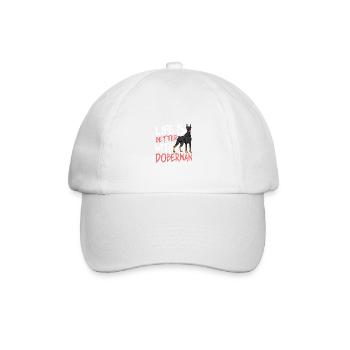 Besser mit Dobermann Hund Elternteil. Geschenk - Baseballkappe - Weiß/Weiß - Vorne