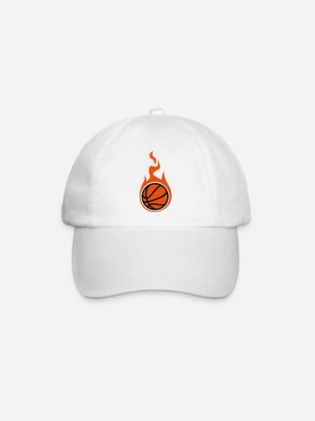 Basketball mit Flammen - Baseballkappe - Weiß/Weiß
