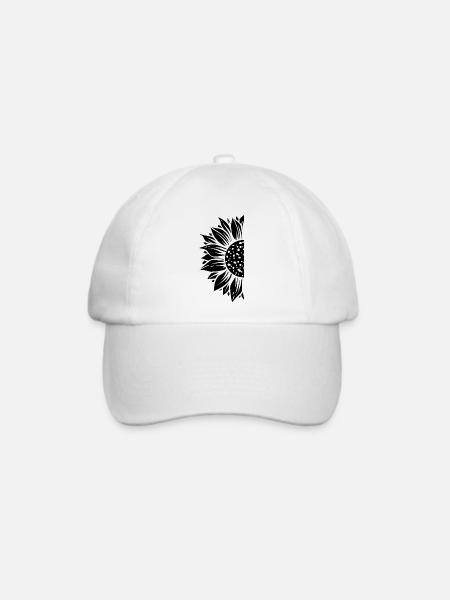 Halb Sonnenblume schwarz - Baseballkappe - Weiß/Weiß