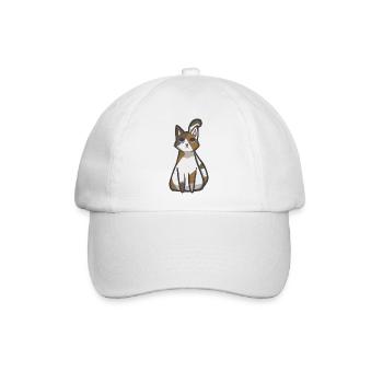 Kawaii Calico Katze - Baseballkappe - Weiß/Weiß - Vorne