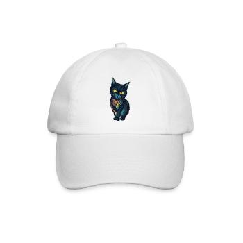 Kleine schwarze Katze - Baseballkappe - Weiß/Weiß - Vorne