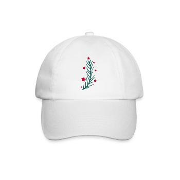 Weihnachtliches Stechpalmenblatt mit Sternen - Baseballkappe - Weiß/Weiß - Vorne
