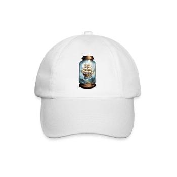 Flaschenschiff / Flaschenpost / Ahoi / Anker - Baseballkappe - Weiß/Weiß - Vorne