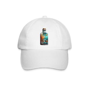 Magische Flasche / Korken / Unterwasser / Fische - Baseballkappe - Weiß/Weiß - Vorne