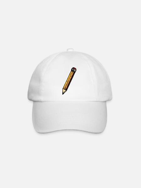 Bleistift Skizze Hand gezeichnet - Baseballkappe - Weiß/Weiß
