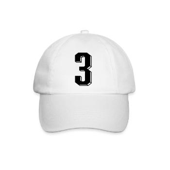 Nummer 3 - Zahl DREI Trikotnummer 3 Jahre - Baseballkappe - Weiß/Weiß - Vorne