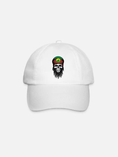 SKULL RASTA MÜTZE - Baseballkappe - Weiß/Weiß