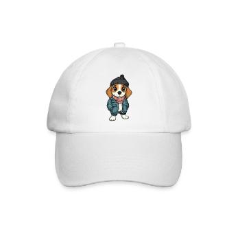 Beagle Hund Stylisch - Baseballkappe - Weiß/Weiß - Vorne