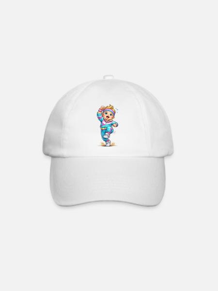 Fröhliches Retro-Aerobic-Kind - Baseballkappe - Weiß/Weiß