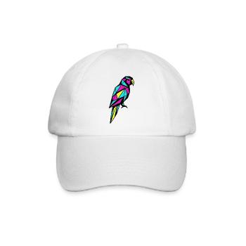Geometrischer Papagei Low-Poly CMYK-Vogel - Baseballkappe - Weiß/Weiß - Vorne