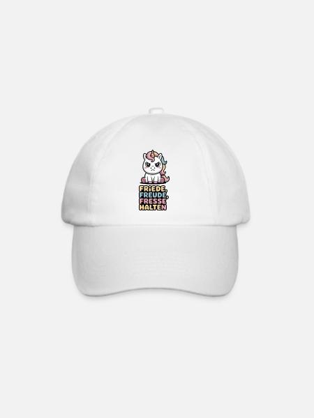 Friede Freude Fresse Halten Einhorn Sarkastischer - Baseballkappe - Weiß/Weiß