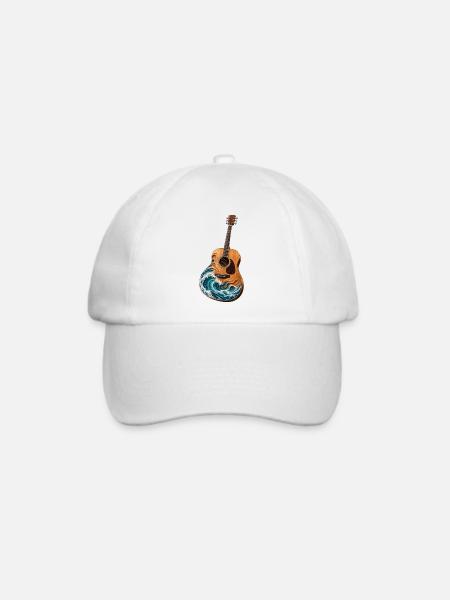 Ocean Wave Gitarre - Baseballkappe - Weiß/Weiß