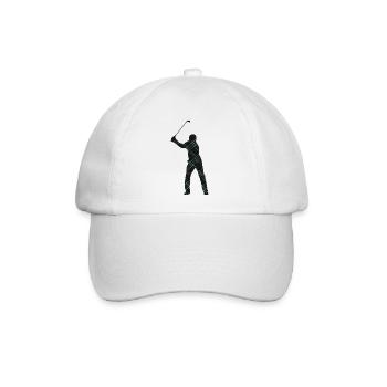 Tartan-Golfer-Schwung-Silhouette - Baseballkappe - Weiß/Weiß - Vorne