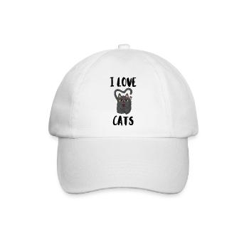 Ich liebe Katzen - Baseballkappe - Weiß/Weiß - Vorne