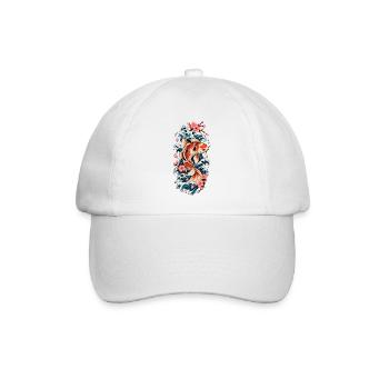 Koi in Wellen und Sakura - Baseballkappe - Weiß/Weiß - Vorne