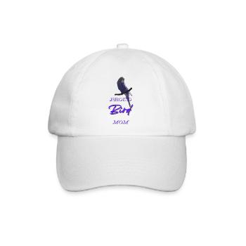 PROUD BIRD MOM Geschenkidee Wellensittich süß  - Baseballkappe - Weiß/Weiß - Vorne