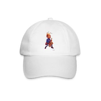 Jazz Ameise MALÚ | Niedliches Saxophon Geschenk - Baseballkappe - Weiß/Weiß - Vorne