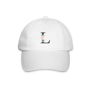 Personalisierbar Monogramm Pastell Floral L - Baseballkappe - Weiß/Weiß - Vorne
