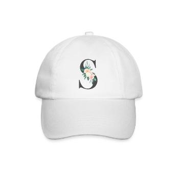 Personalisierbar Monogramm Pastell Floral S - Baseballkappe - Weiß/Weiß - Vorne