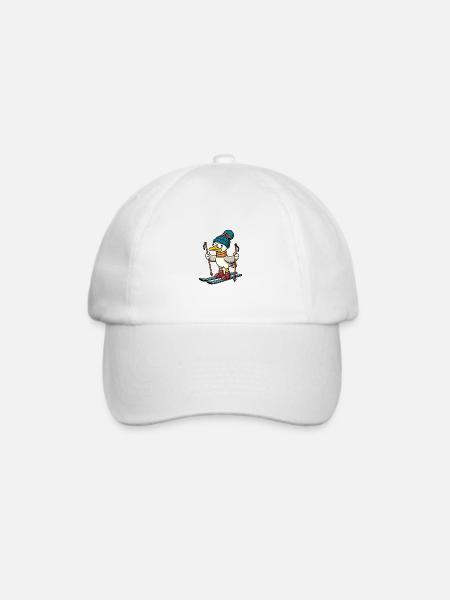 Nordsee Möwe Ski Mütze Schal Beanie auf Skiern - Baseballkappe - Weiß/Weiß