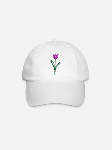 Lila Tulpe - Baseballkappe - Weiß/Weiß