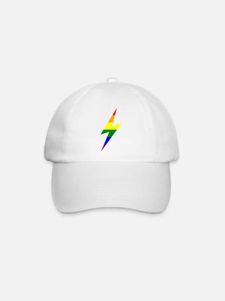 Regenbogen Blitz - Baseballkappe - Weiß/Weiß