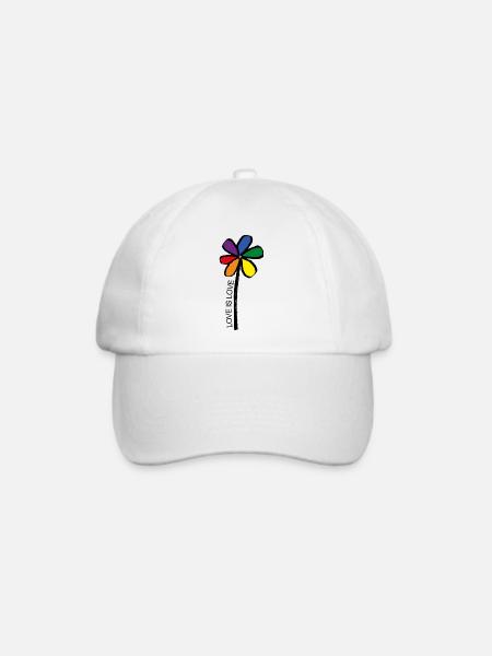 Pride Flower - LGBT Blume - Love is Love - Baseballkappe - Weiß/Weiß