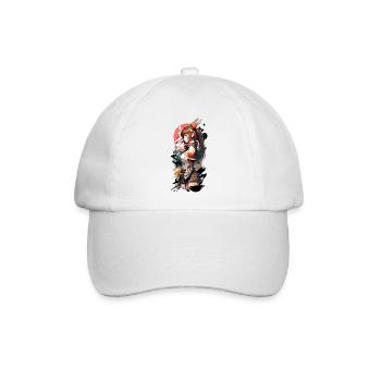 Verträumtes Anime-Girl im modernen Artstyle - Baseballkappe - Weiß/Weiß - Vorne