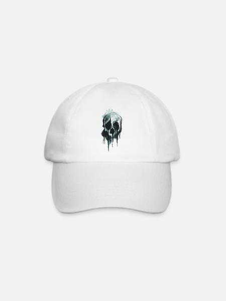 Düsterer Aquarell Totenkopf - Baseballkappe - Weiß/Weiß