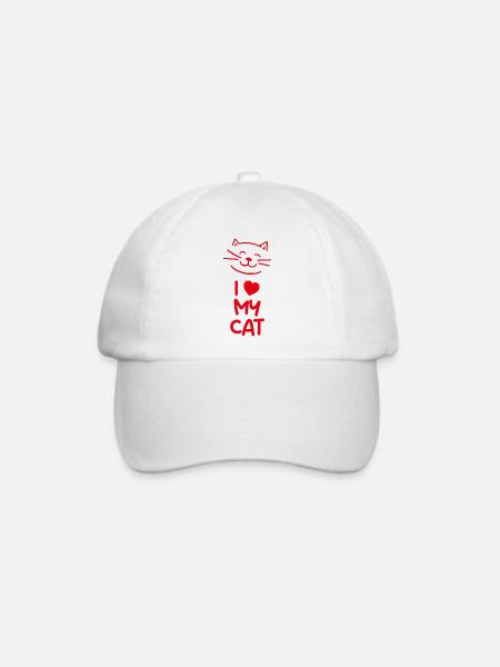 Ich liebe meine Katze - Baseballkappe - Weiß/Weiß
