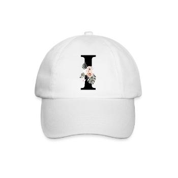 Tropischer Blumenbuchstabe I - Baseballkappe - Weiß/Weiß - Vorne