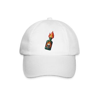 Schädel-Flamme - Baseballkappe - Weiß/Weiß - Vorne